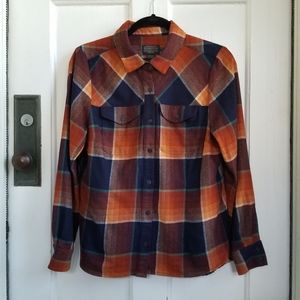 Pendleton Women's Plaid Button Down Shirt - Orange and Blue